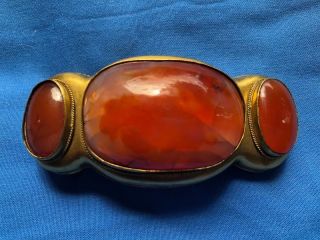 A Highly Decorative Agate On Gilt Bronze 19th Century Formal Belt Buckle