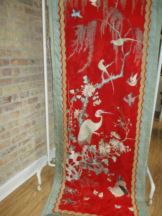 Antique Silk Magnificent Bird Embroidered Panel 11