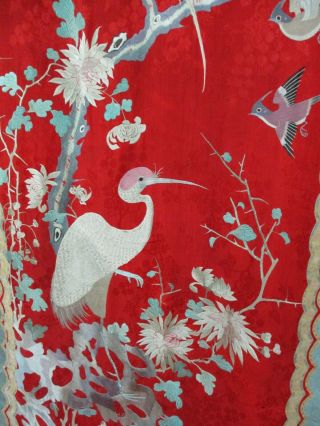 Antique Silk Magnificent Bird Embroidered Panel 3