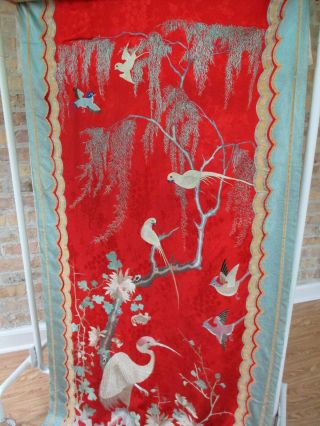 Antique Silk Magnificent Bird Embroidered Panel 5