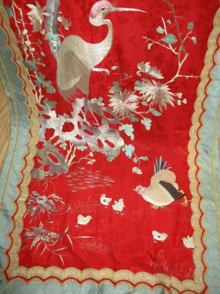 Antique Silk Magnificent Bird Embroidered Panel 6
