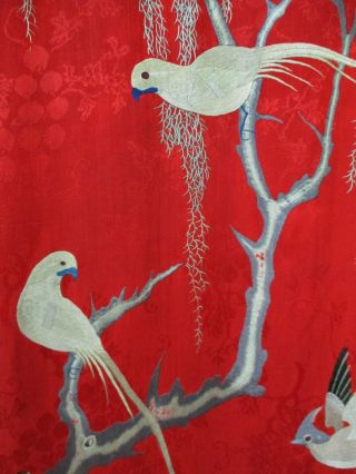 Antique Silk Magnificent Bird Embroidered Panel 8