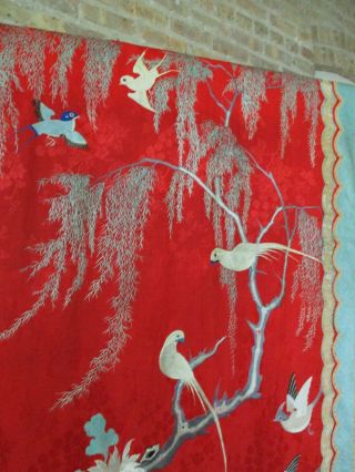 Antique Silk Magnificent Bird Embroidered Panel 9