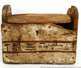 Antique Or Late Period Antiquity Egyptian Hieroglyphics Ushabti Wood Box Casket