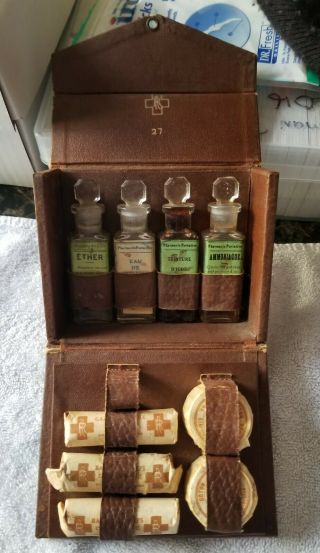 Portable Pharmacy,  France,  Early Twentieth Century,  Brown Sorrow Canvas Bag