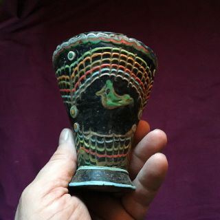 Very Rare Circa 1000bce Ancient Phoenician Mosiac Glass Vessel