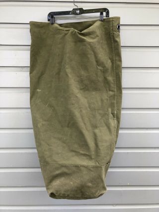 Vintage 1951 USAF Korean War Old U.  S.  Military Green Canvas Duffel Bag Sea Bag 4