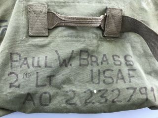 Vintage 1951 USAF Korean War Old U.  S.  Military Green Canvas Duffel Bag Sea Bag 5