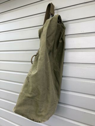 Vintage 1951 USAF Korean War Old U.  S.  Military Green Canvas Duffel Bag Sea Bag 8
