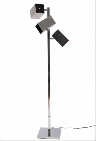 Koch Lowy Vtg Mid Century Modern Chrome Arm Cube Floor Lamp Sonneman Omi