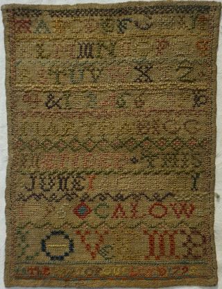 Small Late 18th Century Alphabet Sampler By Martha Biggin Aged 11 - 1795