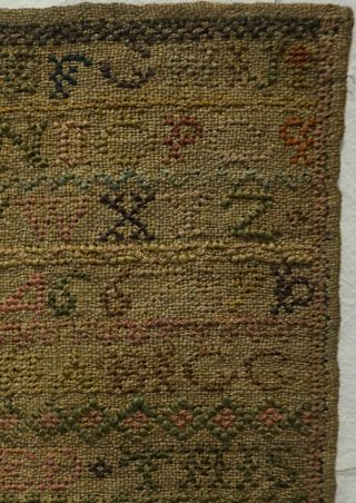 SMALL LATE 18TH CENTURY ALPHABET SAMPLER BY MARTHA BIGGIN AGED 11 - 1795 5