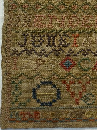 SMALL LATE 18TH CENTURY ALPHABET SAMPLER BY MARTHA BIGGIN AGED 11 - 1795 6