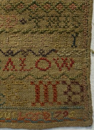 SMALL LATE 18TH CENTURY ALPHABET SAMPLER BY MARTHA BIGGIN AGED 11 - 1795 7