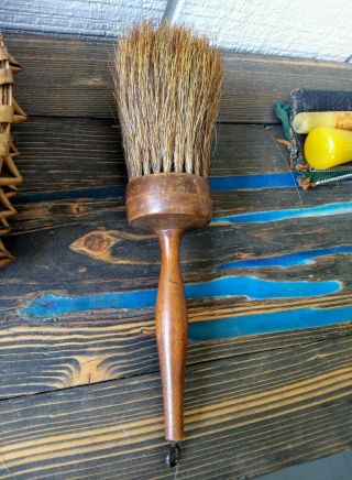 Antique Shaker Horse Hair Brush Turned Wood Handle