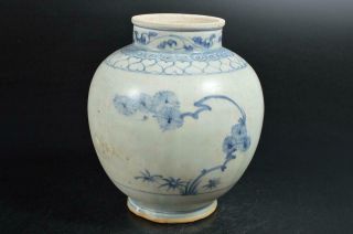 T828: Xf Korean Lý Dynasty Blue&white Shikunshi Pattern Flower Vase Ikebana