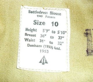 British Army Uniform Battle Dress 1949 Pattern Blouse 8