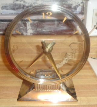 Art Deco Jefferson Golden Hour Vintage Mystery Clock Keeps Time,  Light