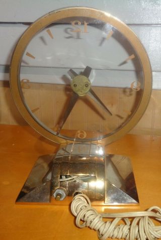 Art Deco Jefferson Golden Hour Vintage Mystery Clock Keeps Time,  Light 3