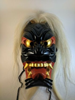 Wooden Signed Japanese Handmade BURYU mask noh kyougen kagura demon mask bugaku 4