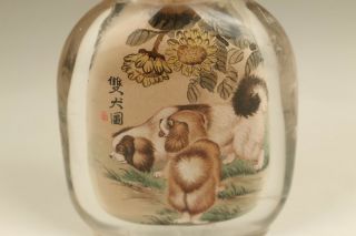 Chinese natural crystal hand painting lovely dog snuff bottle 5