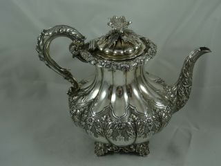 MAGNIFICENT,  GEORGE IV solid silver COFFEE POT,  1829,  908gm 2