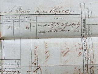 1818 Light Artillery at Fort Independence Boston Harbor pay document 3