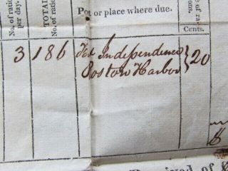 1818 Light Artillery at Fort Independence Boston Harbor pay document 4