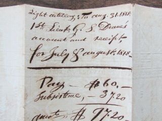 1818 Light Artillery at Fort Independence Boston Harbor pay document 7