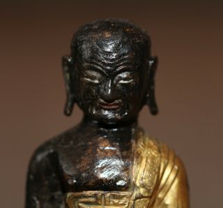 Antique Tibetan Chinese very fine gilt buddha,  Monk,  Qing Dynasty,  18th century 6