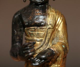 Antique Tibetan Chinese very fine gilt buddha,  Monk,  Qing Dynasty,  18th century 7