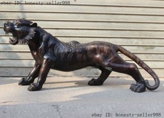 40 " Huge Old Chinese Bronze Fengshui Zodiac Year Ferocious Tiger Animal Sculpture