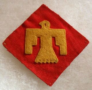 Rare Early Wwii Wool On Wool 45th Thunderbird Patch Variant Open Eye Wartime Org