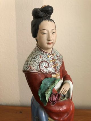 19th 20th C.  Chinese Famille - Rose Porcelain Figure Of A Woman 38cm Exquisite