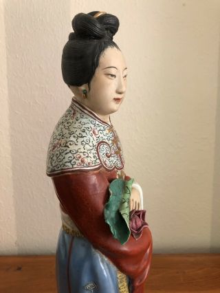19th 20th C.  Chinese Famille - Rose Porcelain Figure of a Woman 38cm Exquisite 2