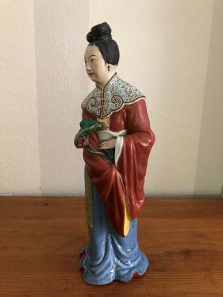 19th 20th C.  Chinese Famille - Rose Porcelain Figure of a Woman 38cm Exquisite 4