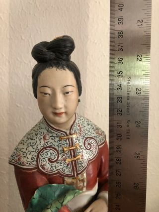 19th 20th C.  Chinese Famille - Rose Porcelain Figure of a Woman 38cm Exquisite 9