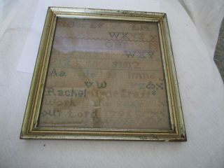 Antique 18th Century American Sampler Dated 1796 Rachel Updegraff