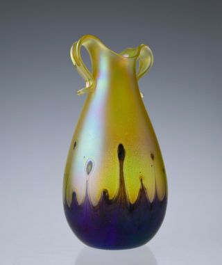 Hand Blown Glass Vase Iridescent Glass Art Nouveau Vase Bohemian Glass Vase