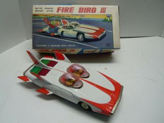 Vintage Japan Cragstan Tin Battery Op.  1960 Firebird Lll Concept W/box.  A, .  Runs.