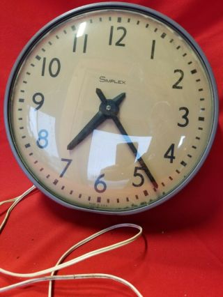 Vintage Schoolhouse Electric Wall Clock,  Simplex,  Usa,
