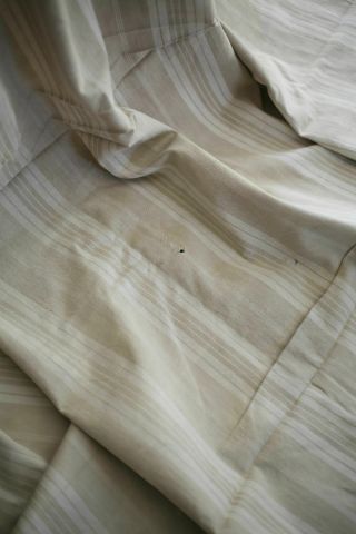 Antique French LINEN TICKING pannel LONG sand tones WASHED c1870 5