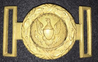Rare & 1840 - 1860 Early Militia 2 Piece Stamped Brass Belt Plate Buckle