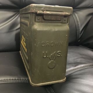 Vintage WW2 Crown Metal Flaming Bomb Ammunition Box 30 Cal M1 250 4 AP - 1 TR 2