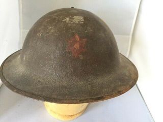 Ww1 U.  S.  Doughboy Helmet.  6th Infantry Emblem,  Liner And Chin Strap
