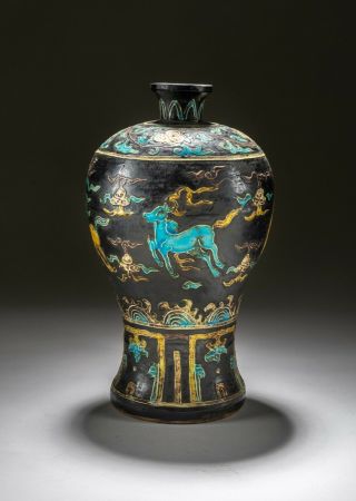 Korean Antique Glazed Porcelain Vase,  19th Lee Dynasty