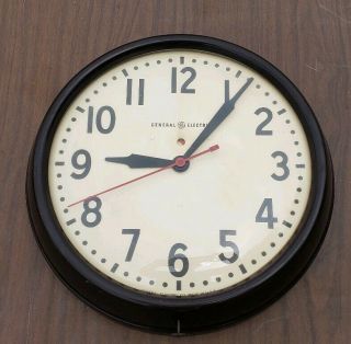 Vtg 1950s General Electric Ge School 14.  5 " Wall Clock Bakelite 1h1612