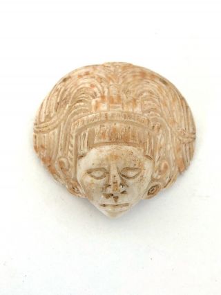 Pre - Columbian Mayan Shell Maskette Pendant