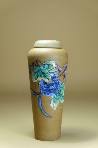 A Chinese Yixing Pottery Famille Rose Tea Jar With Cover,  Marked.