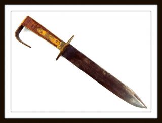 Antique 1840s - 1850s American Bowie Knife By " Andrew Hicks " Ohio,  Civil War.